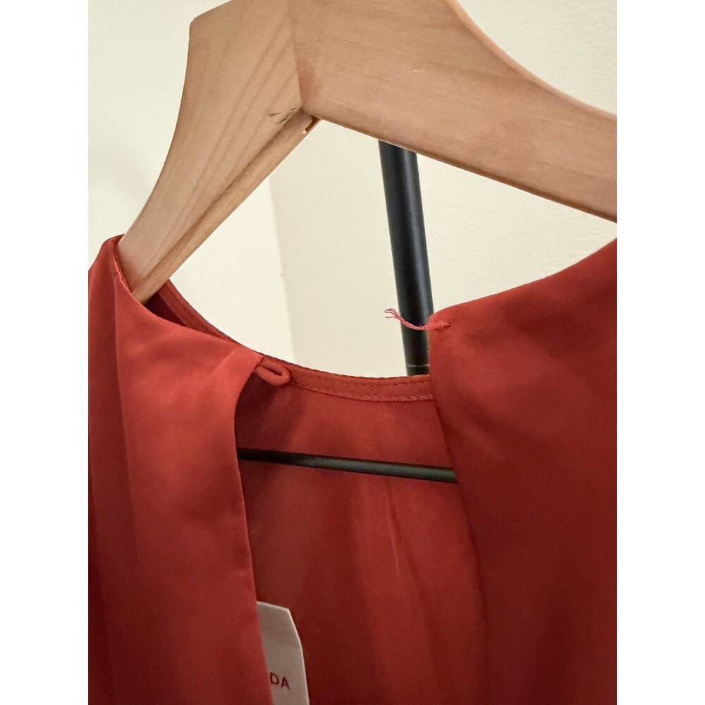 New $247 few moda Hannah Chody taylor burnt orange satin dress sz small - Picture 7 of 9